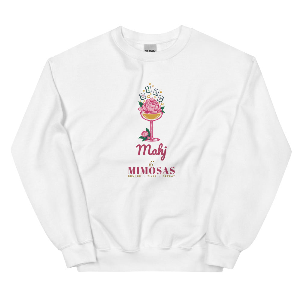 Mahj & Mimosas tiles bubbling up crewneck, White