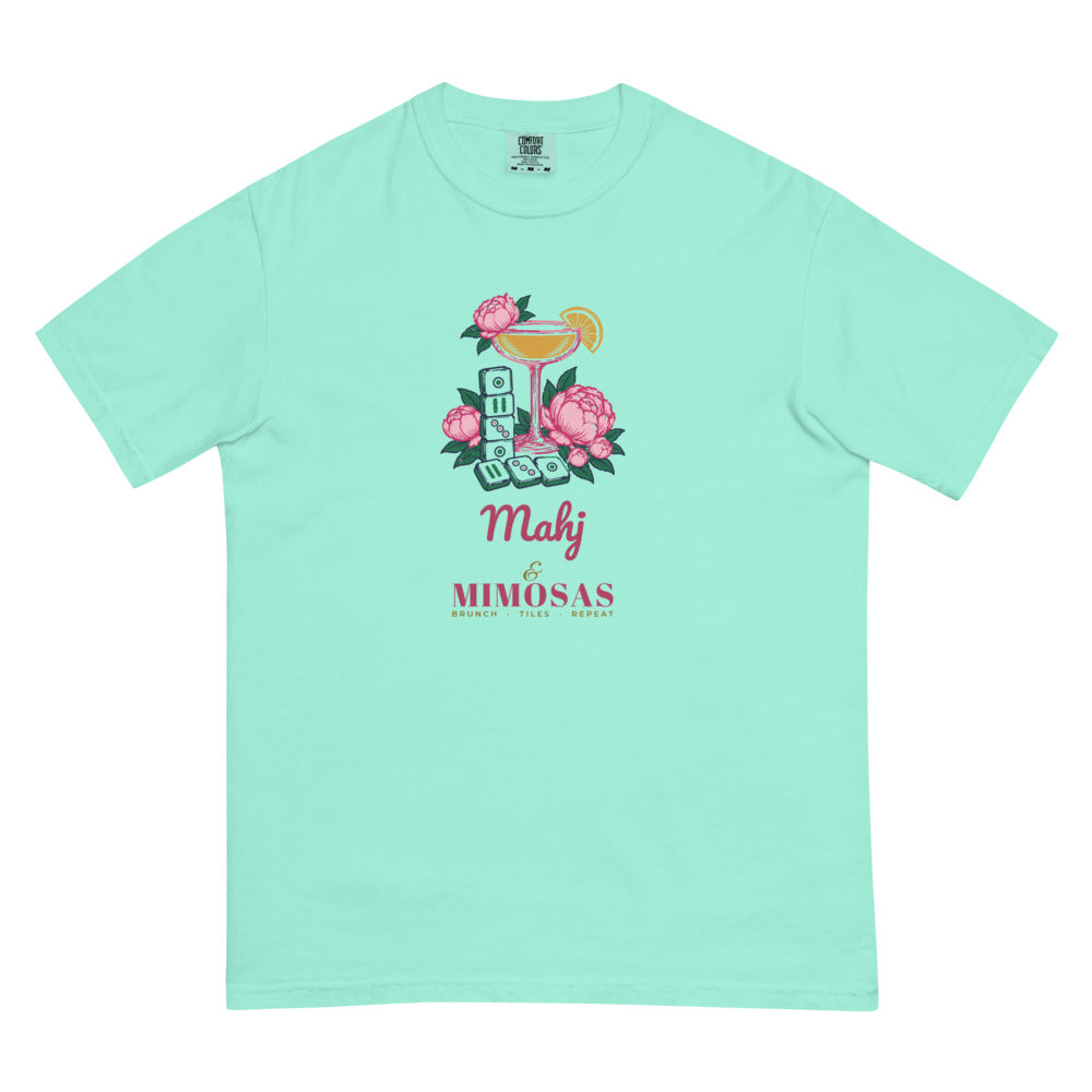 Mahj & Mimosas coupe and tile stack tee, Chalky Mint
