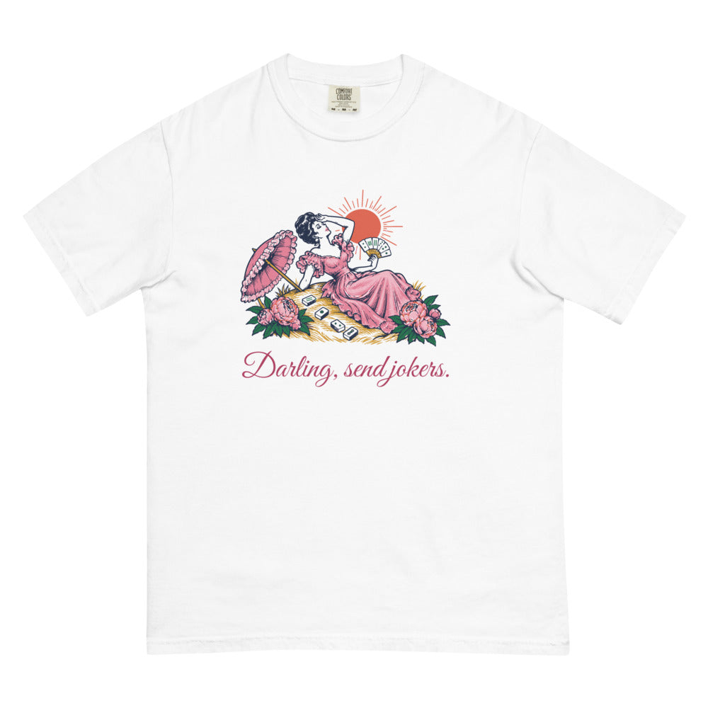 Darling, send jokers swooning lady tee, White