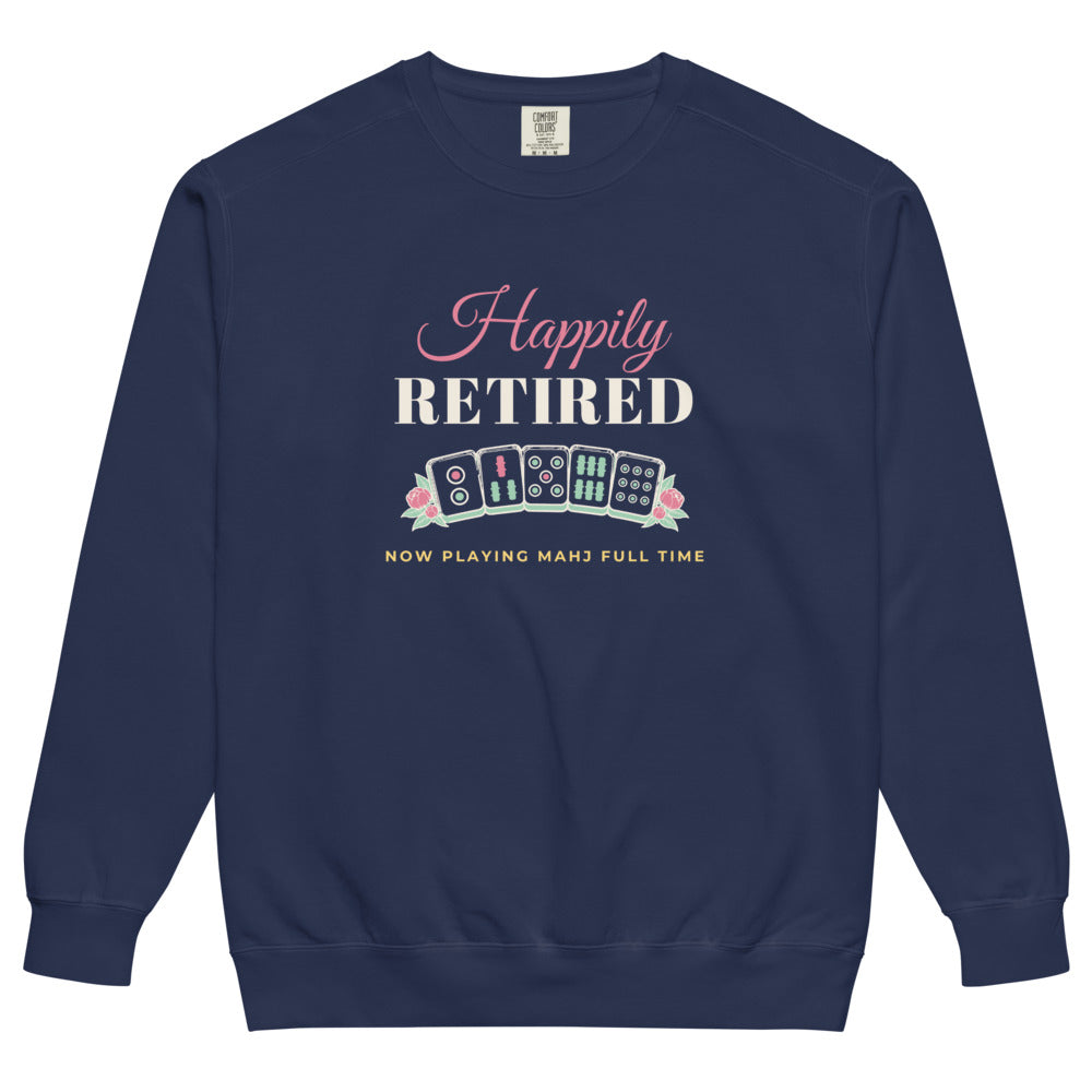 Happily Retired, now playing Mahj full time crewneck, True Navy