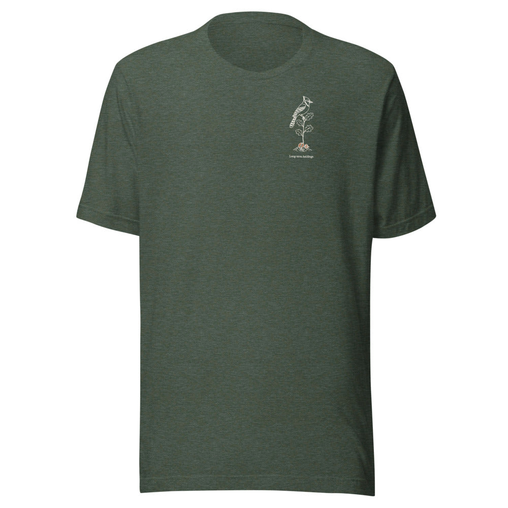 Long-term holdings blue jay tee, Heather Forest