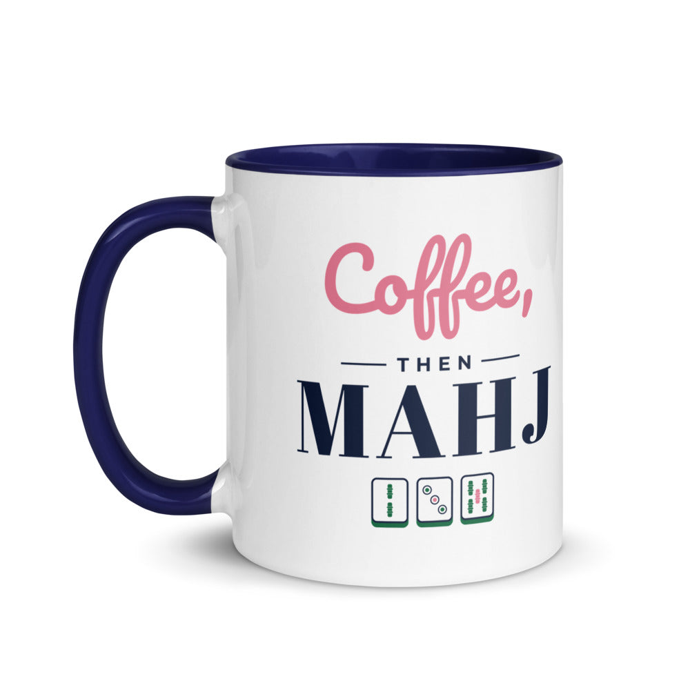 Coffee, then Mahj mug, Dark Blue