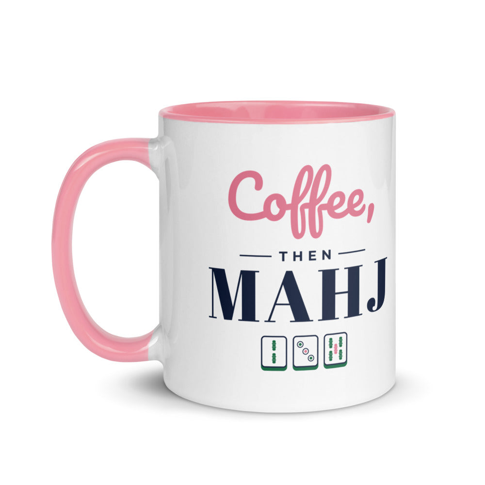 Coffee, then Mahj mug, Pink