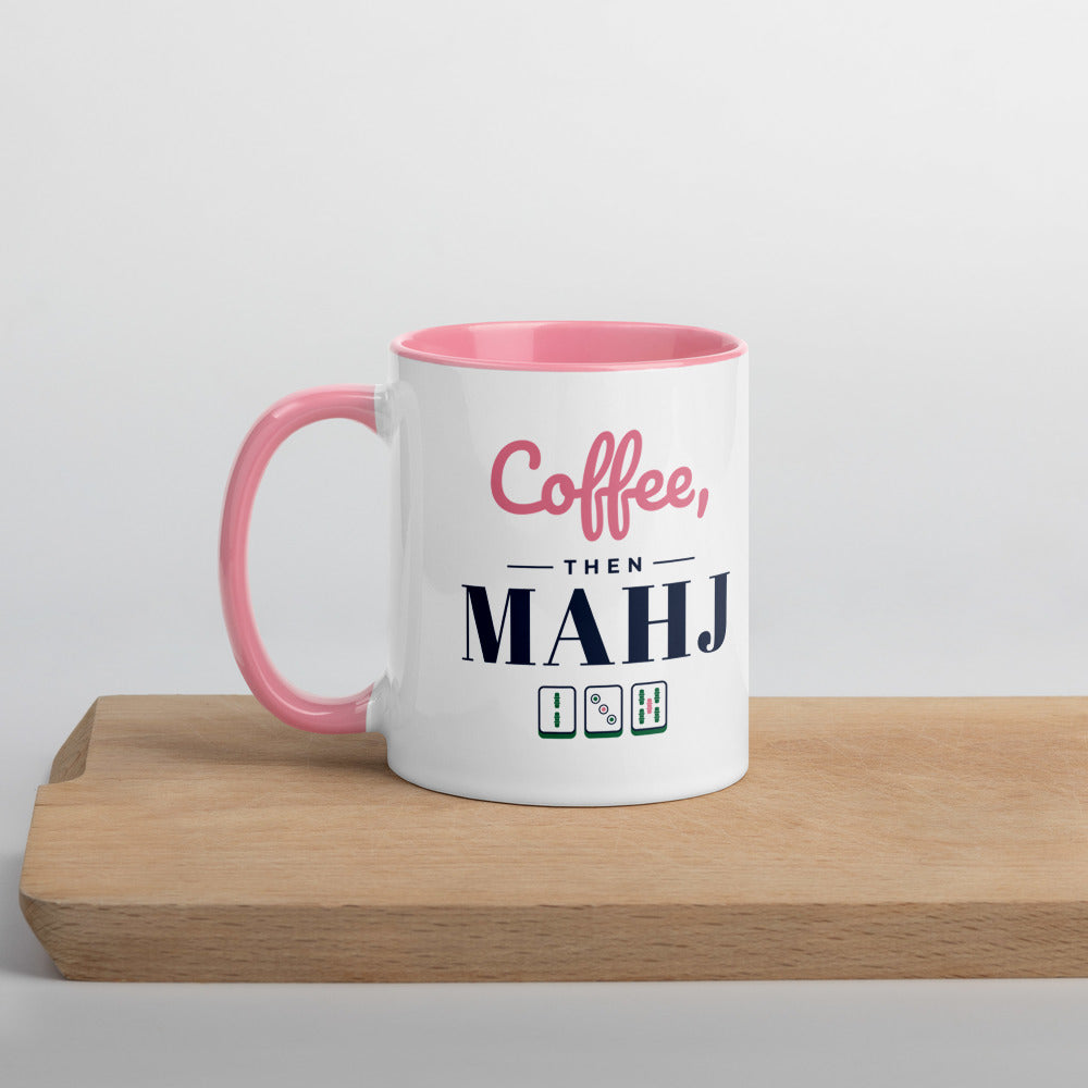 Coffee, then Mahj mug, Pink