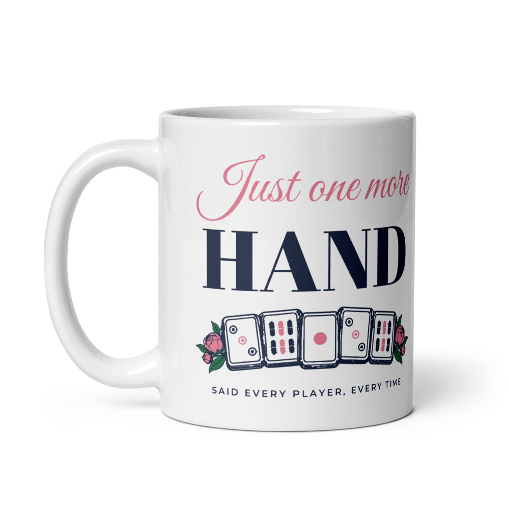 Just One More Hand mahjong mug, detail