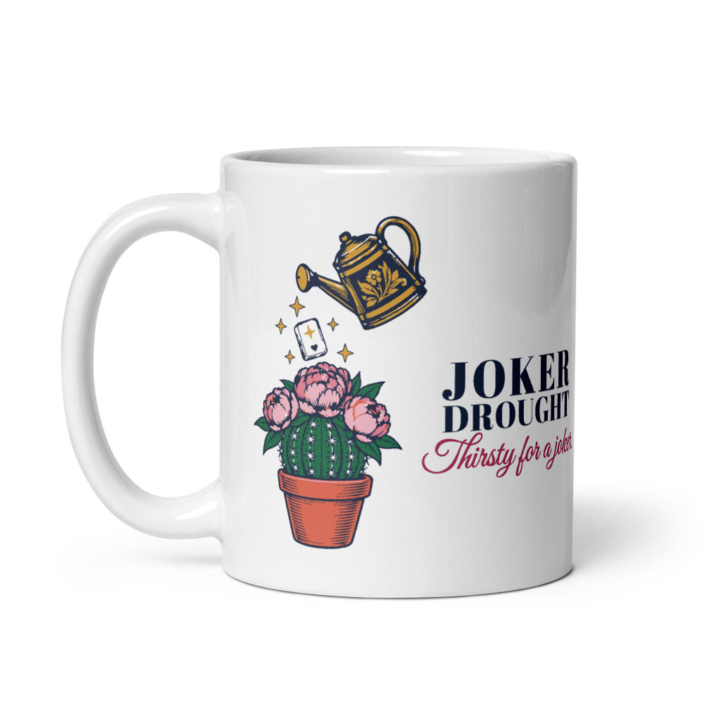 Joker Drought Thirsty for a Joker cactus mahjong mug, handle on left
